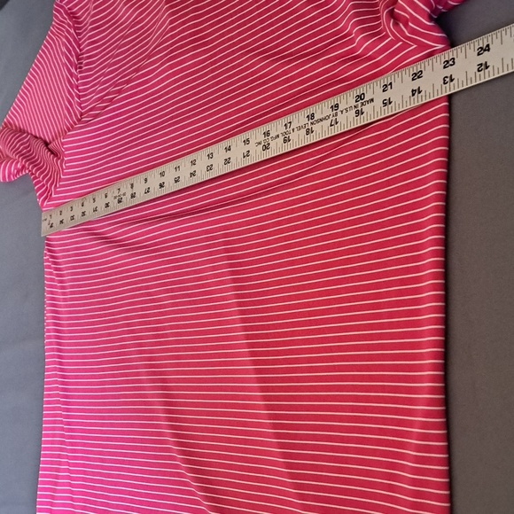 PGA Tour Polo Men's Large Pink White Striped Short Sleeve Golf Shirt - Picture 6 of 6